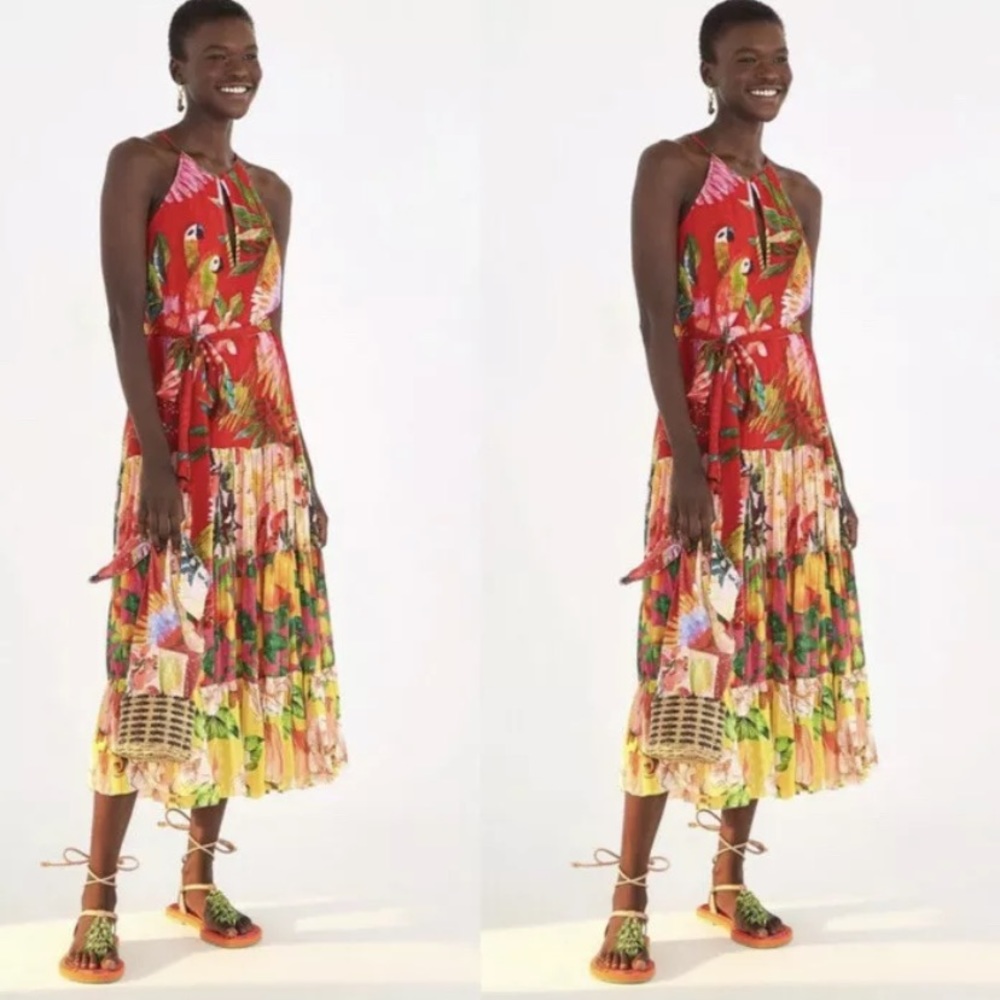 ❤️SOLD❤️Anthro Farm Rio Macaw Dress Medium New - Picture 1 of 7